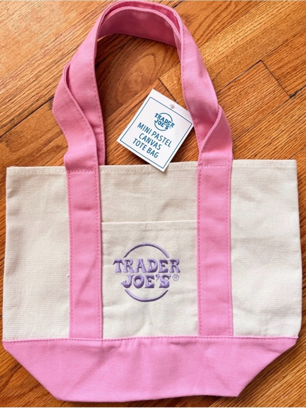 Trader Joe's Pink & Cream Mini Canvas Tote